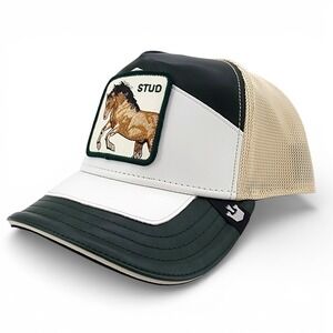 Goorin Bros Stud Snapback‎ Trucker Hat Green White Horse Mesh Back Patch Cap NEW